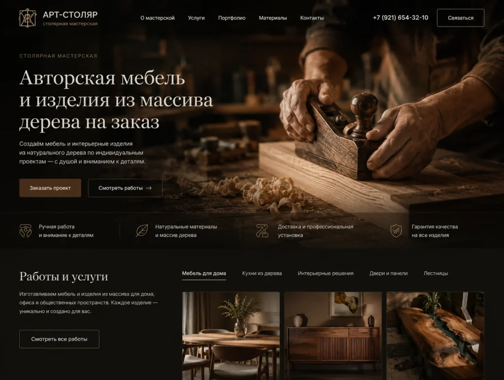 Сайт для столярной мастерской