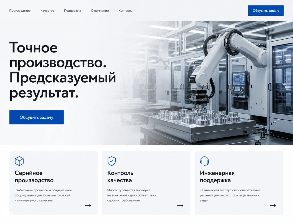 Сайт для производства
