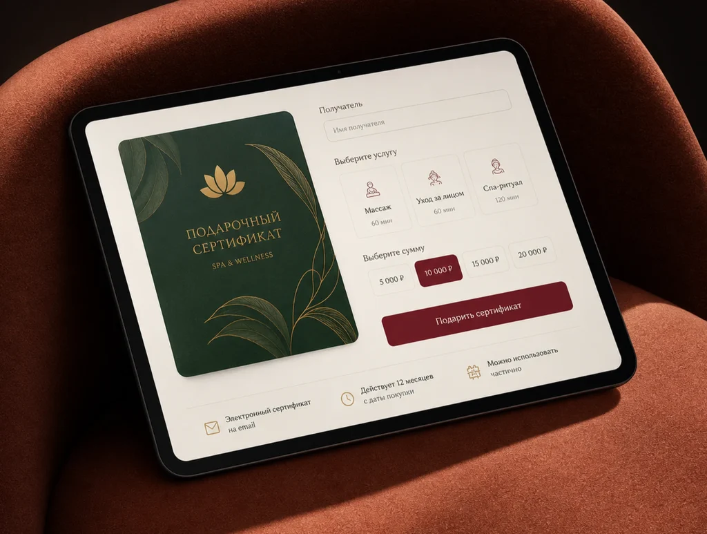 Продажа сертификатов и услуг
